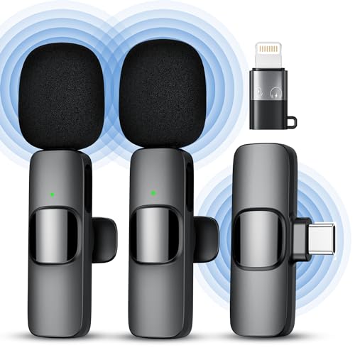 Qhot Kabelloses Lavalier Mikrofon für iPhone,iPad， Plug-and-Play-Mikrofon für Aufnahmen, Live-Streaming, Keine App erforderlich(iOS&USB-C 2MIc)