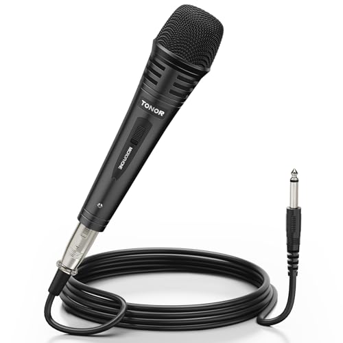 TONOR Dynamischer Mikrofon mit 16ft/5m XLR Kabel, 6,35mm Klinke Handmikrofon Microphone kompatibel mit Karaoke Maschine, Mikro mic für DVD/KTV Audio