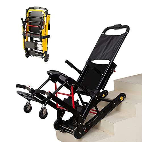 TISTIK Elektrischer Rollstuhl für ältere Menschen zum Treppensteigen, Tragbarer Leichter Treppenlift, Treppenlifte Patienten-Transporthilfe für Behinderte mit leistungsstarken Motoren,Black